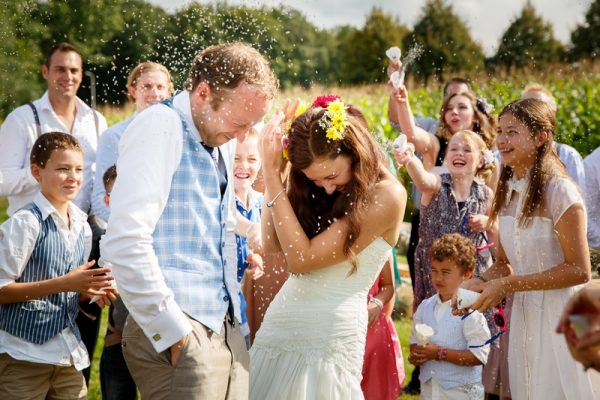 Boho festival wedding at their own backyard